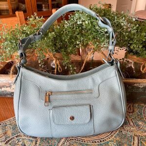 Naturalizer Leather Shoulder Bag Sky Blue Vintage Minimalist Purse